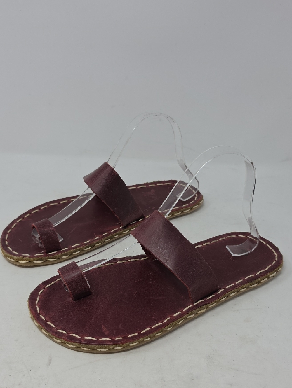 Atlantis Handmade  Women's Burgundy Leather Slide Barefoot Sandals Size 8